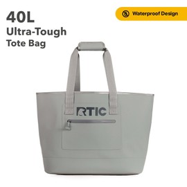 RTIC Ultra-Tough Tote Bag, Waterproof for Beach, Pool, Towel, Grocery, Shopping, Camping, Picnic, Travel, Boat, Heavy-Duty, Puncture Resistant, Large, Granite