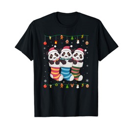 Panda in Christmas Men Women Kids Xmas Pajama T-Shirt