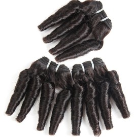 Molefi Brazilian Funmi Hair 3 Bundles burmese curly bundles human hair Short Curly Weave 9A Unprocessed Brazilian Human Hair Extensions 100g/pc Full Head Natural Color (10" 10" 10")