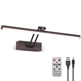 HOWMZON Picture Light,Battery Operated Picture Lights with Remote, Rechargeable Painting Wall Light,16" Full Metal Art Lights for Wall Sconce, Gallery,Portrait(Bronze)