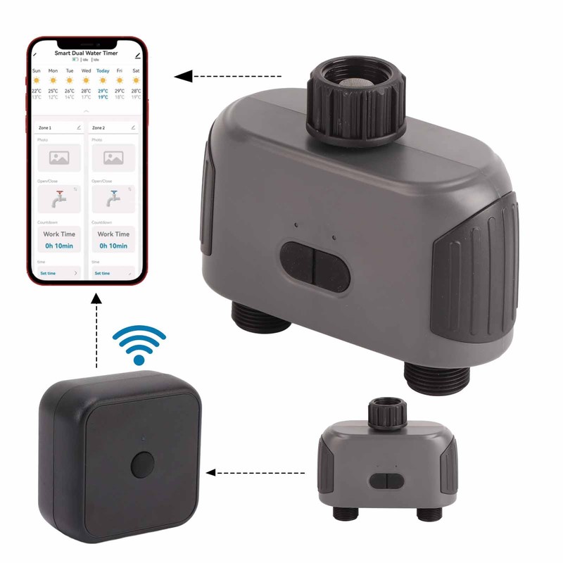 WiFi Sprinkler Timer 2 Zone Automatic Watering G3/4 Thread Smart