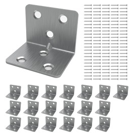 20 Pcs L Right Angle Brackets 31 x 31 x 38 x 1.5mm Corner Bracket Stainless Steel Metal Sleeper Brackets with Screws for Fixing and Repairing Wood Furniture