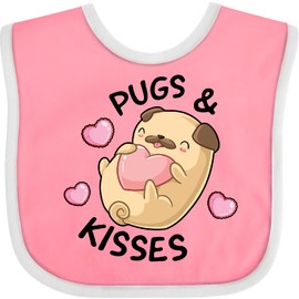 inktastic Valentines Day Pugs & Kisses with Hearts Baby Bib Pink and White 39b74