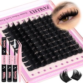 zanlufly Lash Clusters KIt D Curly Lash Extension Kit Volume Thick Eyelash Extension Kit Individual Lashes Kit - Specification: Thinner D Volume