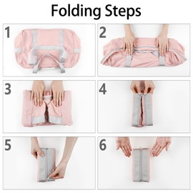 ByYear Foldable Travel Duffel Bag, 28L Weekender Overnight Carry on Luggage Bag, Lightweight Gym Tote Bag, Sports Bag, Hospital Bag for Women and Men, Pink