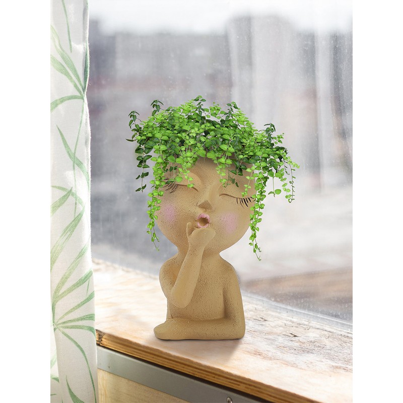 Mannequin Resin Flower Pot Face Flower Pot Garden Decoration