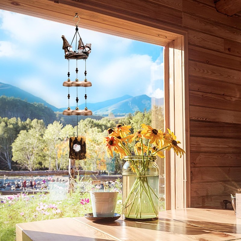 Gnome Wind Chimes for Outside with 6 Larger Bells -