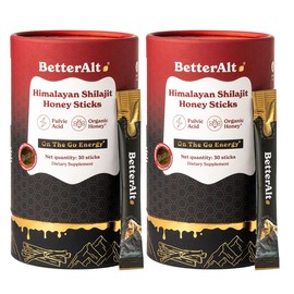 BetterAlt GOLD+ Shilajit Honey Sticks | Lab-Tested for Purity | 85 Minerals & Fulvic Acid for Energy & Stamina | 30 Packs | Dietary Supplement:_Cinnamon | Pack of 2
