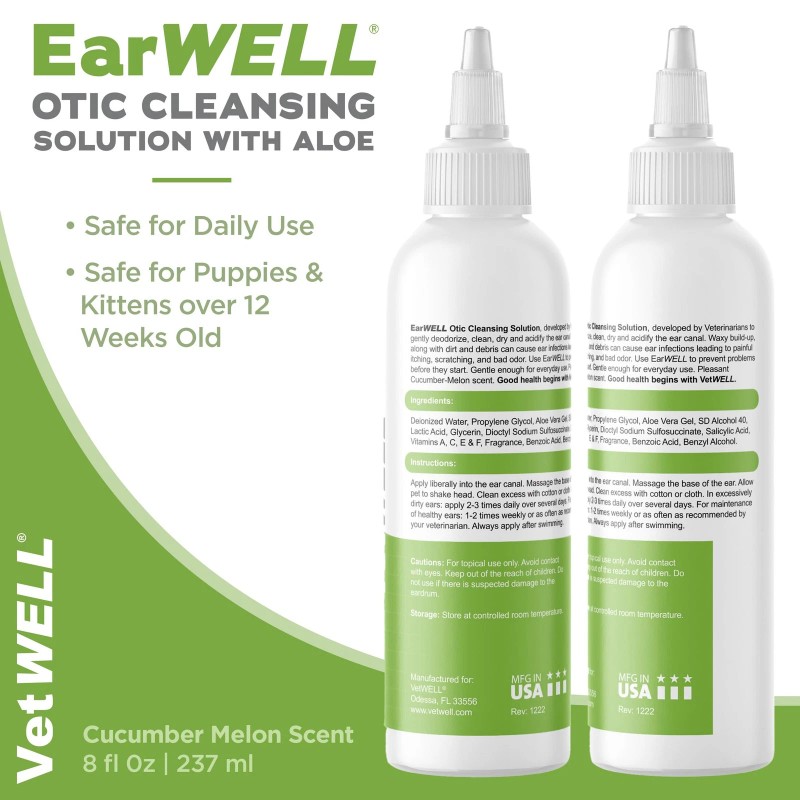 VetWELL Ear Cleaner for Dogs and Cats - Otic Rinse
