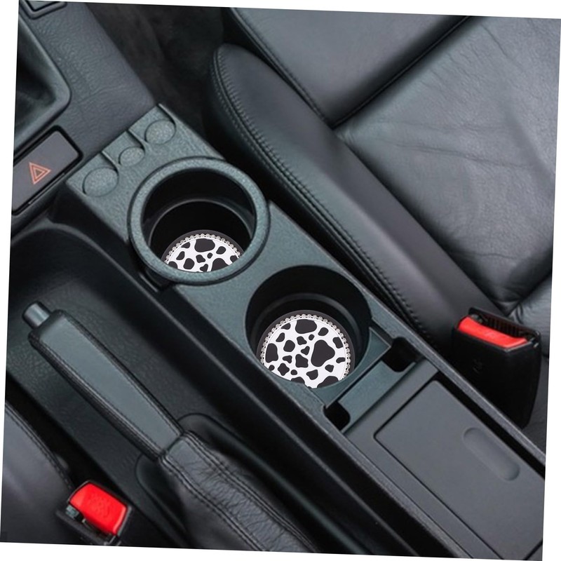 Ciieeo 2pcs Non Slip Car Cup Coasters Cow Print Mats
