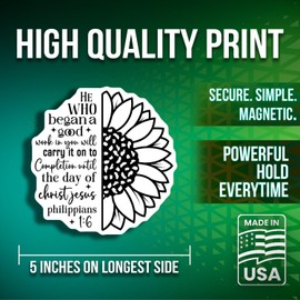 Inspirational Magnets - Bible Verse Magnets - Floral Decorative Magnets - Positive Quote Magnets- 2 Pack - Made in USA - PLDFMAG3581