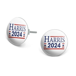 Kamala Harris 2024 Novelty Silver Plated Stud Earrings
