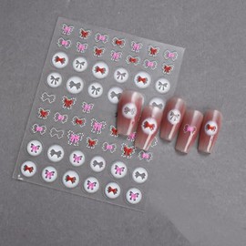 Palumma Embossed Butterfly Nail Stickers Beautiful Nail Stickers for Nail Art Nail Stickers Pink Nail Accessories for Nail Art (Bows)