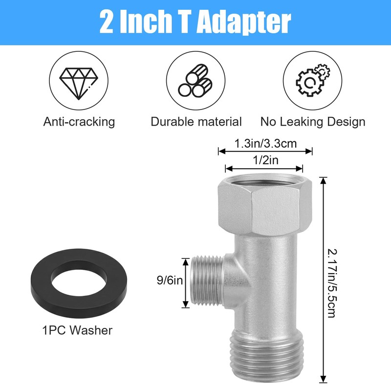 Bidet T Adapter, 3-Way Fitting Adapter (Thread Size 1/2″ x