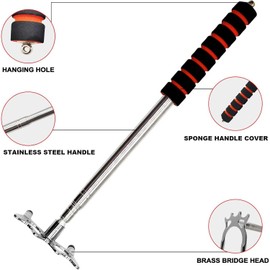 Aulivra Pool Cue Snooker Pool Bridge Stick Pool Table Accessories Retractable Billiards Cue Stick Bridge with 3 Pieces Removable Brass Bridge Head, Billiards Pool Cue Accessory for Pool Table, Silvery