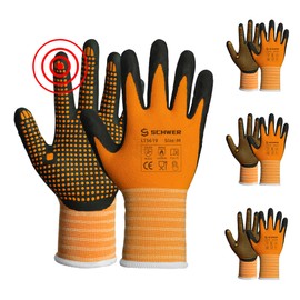 Schwer 3 Pairs LT5619 Work Gloves MicroFoam Nitrile Coated, ANSI A1 Cut Resistant Working Gloves with Grip, Micro Dot Palm, Touchscreen Capable, for Automotive Electronic Assembly (Medium)