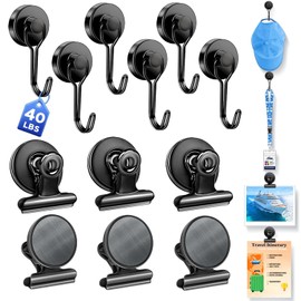 40lbs+ Magnetic Hooks and Clips Set for Cruise Cabins, 12 Pack Cruise Magnetic Organizer for Hanging Clothes, Hats, Lanyards, Daily Schedules - Cruise Essentials, Magnetic Hanger for Classroom, Fridge