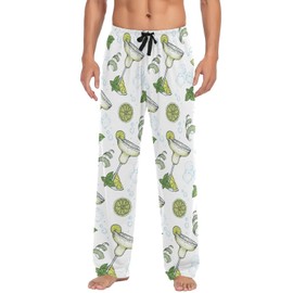 GPLYFBU Margarita Men's Pajama, Faux Cotton With Pockets Drawstring, Sleep Lounge Pants X-Large