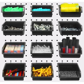 Pegboard Hooks Bins Assortment PegBoard Cups with Hooks Assortment Organization for Garage Craft Workshop Workbench Office (4.1"X3.9"X1.8")