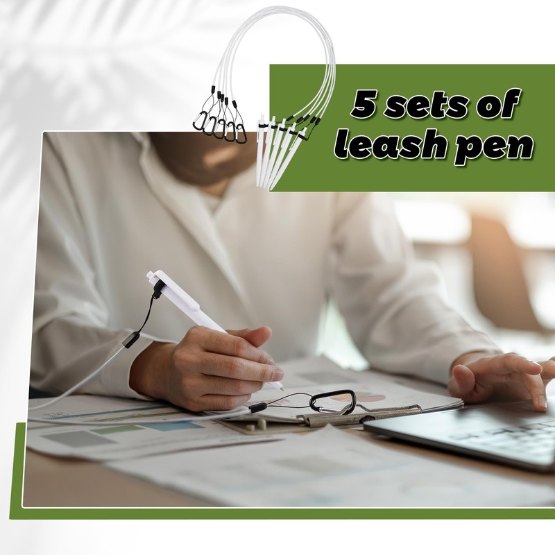 Lewtemi 5 Sets 24 Inch Pen Leash for Clipboard Lanyard