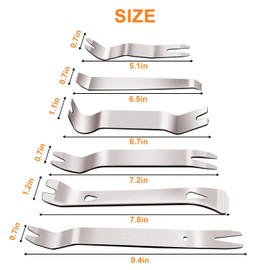 Etre Jeune 6pcs Metal Trim Removal Tool, Auto Pry Tool Kit Trim Removal Tool Set for Vehicle Door Panel (Silver)