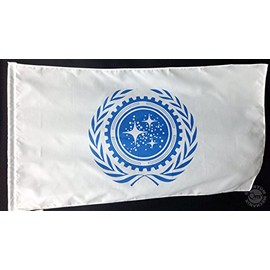 QMx Star Trek: The United Federation of Planets Independence Day Flag, Red, White, Blue, 36 inches x 6 inches