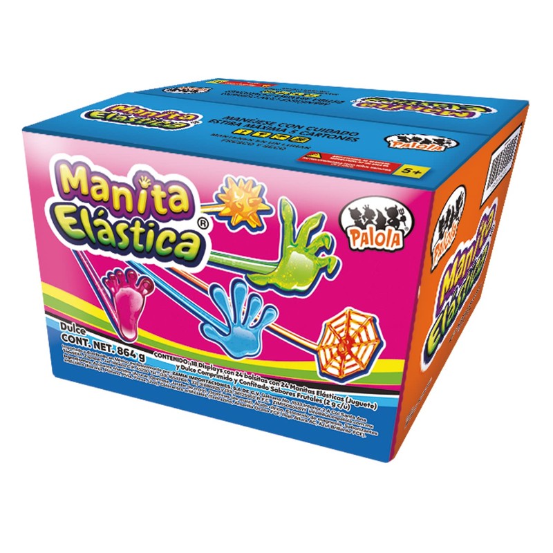 Manita Elastica, 24 piezas, Dulce Comprimido y Confitado + una