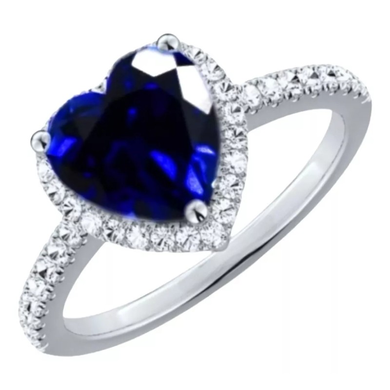 Dtup Anillo Corazón Del Mar Zafiro Azul Titanic Plata S925