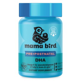 Best Nest Wellness Mama Bird - Pre+Postnatal DHA (30 Servings) Omega 3 Fish Oil 500mg DHA - Lemon-Infused Softgels - Mom & Baby Brain Health - Post+Prenatal Vitamins for Women - Gluten Free, Non GMO