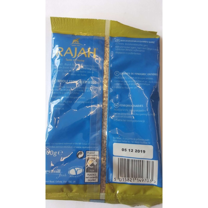 Rajah Methi Whole Fenugreek Seeds 100g (Pack of 2)