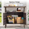 ONBRILL Outdoor Storage Cabinet, Woven Rattan Bar Table with 2