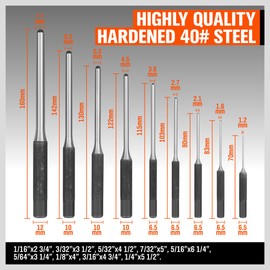 HORUSDY 9 Pieces Roll Pin Punch Set, Removing Repair Tool with Holder for Automotive, Watch Repair, Jewelry and Craft