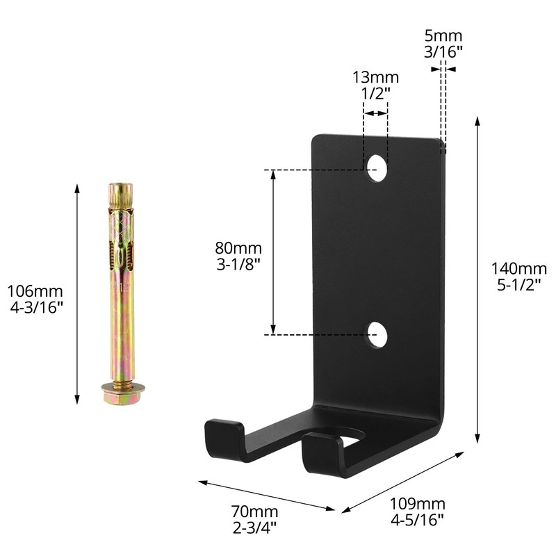 QWORK® Single Barbell Bar Holder - Solid Steel - Wall