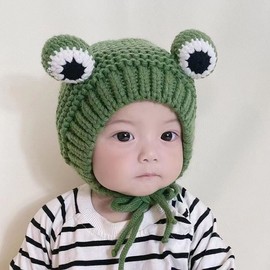 Cute & Trendy Baby Animal Knit Hat, Toddler Frog Beanie for Autumn/Winter (One Size) 1-3 Years / Kids Red Frog 3ea