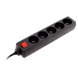 Zenitech - 5 Sockets 16A 2P+T Power Strip with Switch - Compact Power Strip for Electrical Devices and Lights - Child Safety - HO5VV-F 3G1mm² Cable - Black - 1m