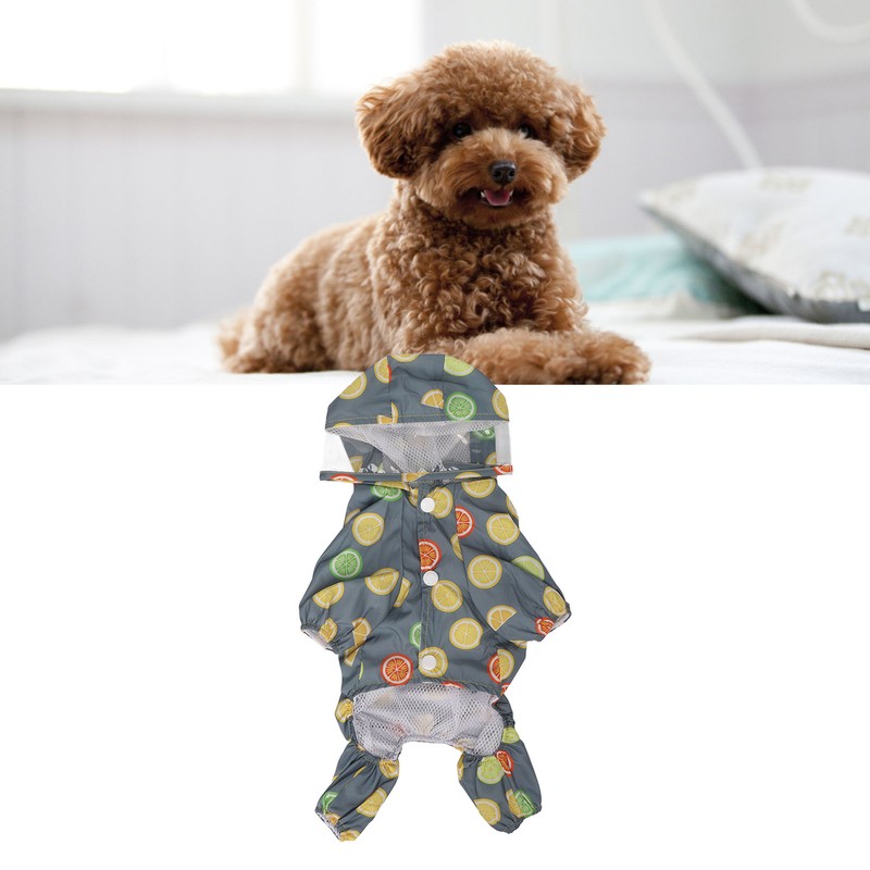 Dog Raincoat Hooded Reflective Windproof Breathable Lightweight Pet Rain Jacket