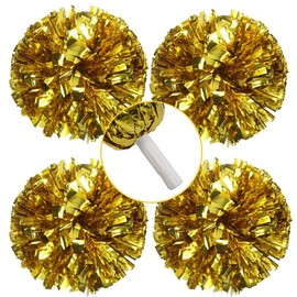 Lovecheer 4PCS Metallic Gold Pom Poms Cheerleading Sports Team Spirits Football Basketball Games Dance Party Cheer Pom Poms