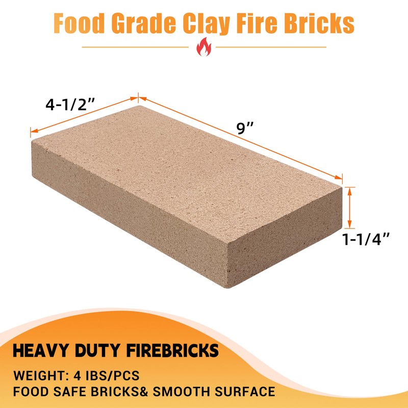 Fire Bricks, Food Grade Woodstove Firebricks, 3000F, Size 9″ x