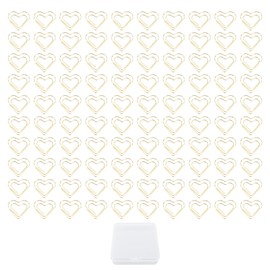 100pcs Heart Shape Paper Clips Cute Metal Paper Clips Portable Adorable Small Paper Clips for Document Organization Golden Heart Shape