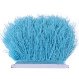 2 Yards 10-15cm Fluffy and Soft Ostrich Feather Fringe Trim for DIY Sewing Crafts (Sky Blue #028)
