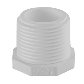 Lesso America 450 Series PVC Pipe Fitting - Plug - Schedule 40 (White) - 1-1/4" (MIPT) / High-Flow Capacity/Plumbing, Irrigation, Pool, Spa/NSF Certified/Construction Grade (450-012)