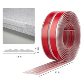 Elvone Wall Corner Protector & Edge Guard，Peel and Stick Wall Trim Moulding Inside & Outside Corner Molding Trim Caulk Strip, Self Adhesive Trim for Wall Edge,Ceiling,Countertop, 1.6” W x20’ L，Clear