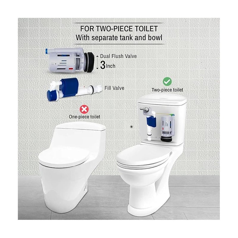 3 INCH DUAL FLUSH VALVE CONVERSION KIT AND OVERFLOW WATER