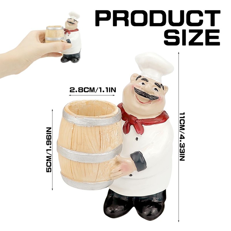 DOERDO DD Resin Chef Toothpick Holder, Toothpick Dispenser Chef Statue
