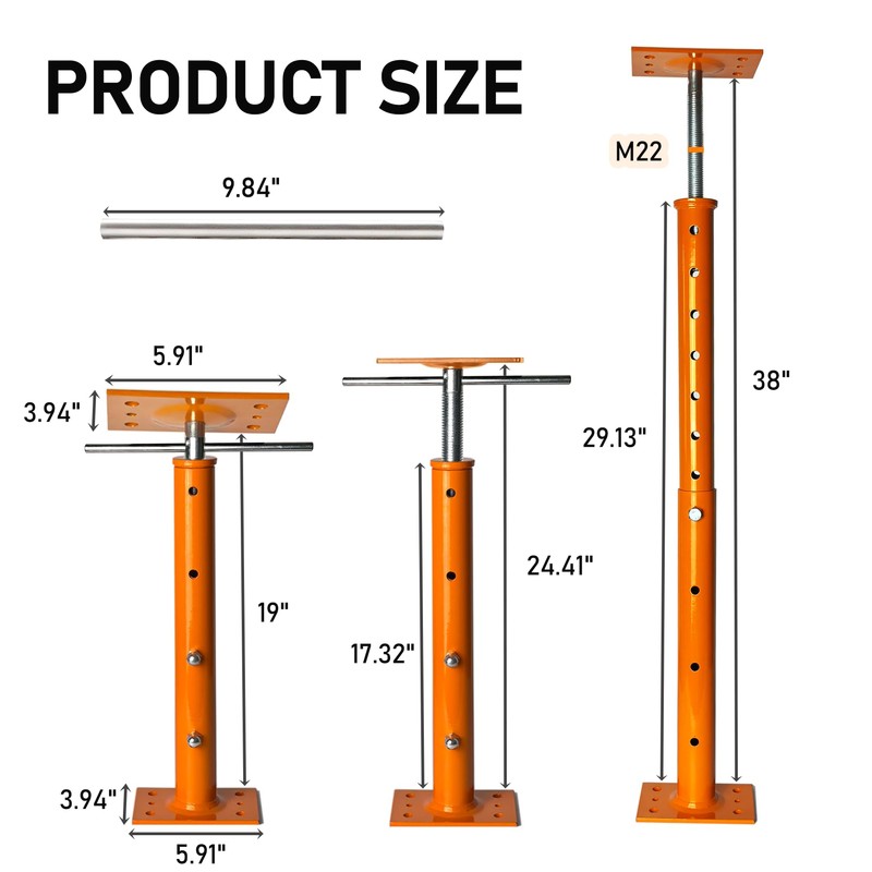 House Jacks for Leveling, Adjustable Jack Post 19" -38" Basement