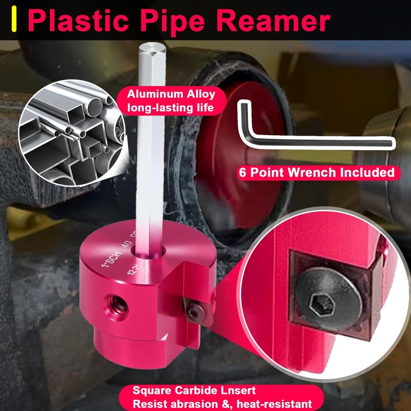 PPR100 PVC Pipe Reamer 1-Inch Head with 1/4-Inch Hex Shaft