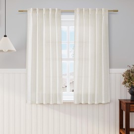 Nanspring - Cortinas naturales para café, 54 pulgadas de largo, juego de 2 paneles con pestaña trasera, cortinas con aislamiento térmico, para recámara, sala de estar, cocina, tratamiento de ventana
