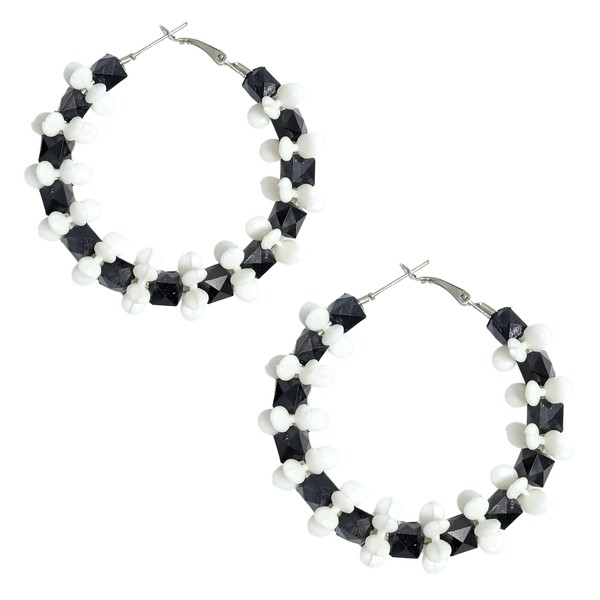 Handmade Boho Chic Multi Beads Round Hoop Dangle Drop Statement