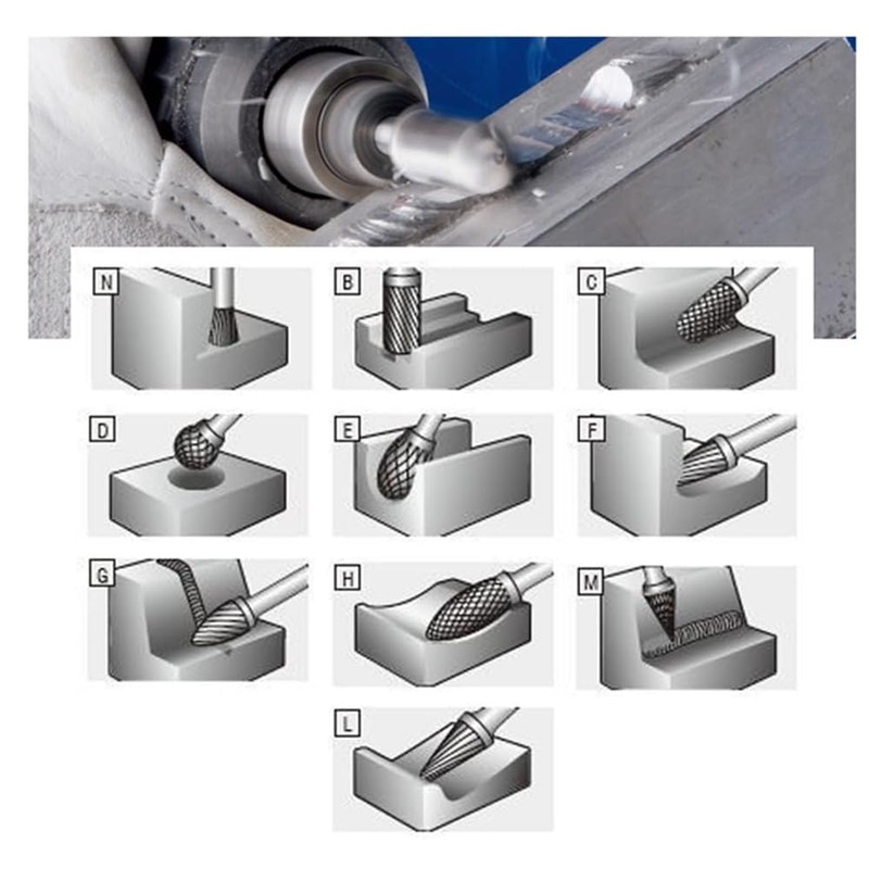 Carbide Bar Router Bit, 10 Types, Case Included, Set of
