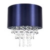 Modern and Eye-Catching Navy Midnight Blue Satin Shimmer Fabric Pendant Light Shade with Hanging Transparent Acrylic Droplets | 30cm Diameter by Happy Homewares
